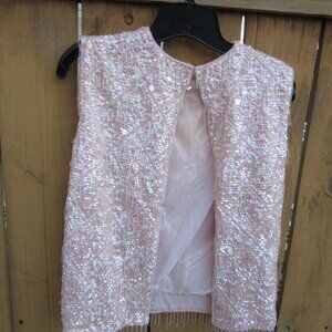 Vintage Sequin Beaded Pastel Pink Vest Cowboy Cowgirl Chapell Roan Pink Pony